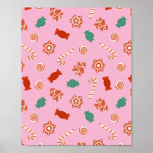 Póster Navidades de caramelos - rosa