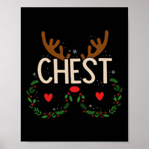 Póster Navidades de castañas de pecho de reno que coincid