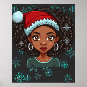 Póster Navidades de Chica negro Magic Melanin Ugly Xmas S