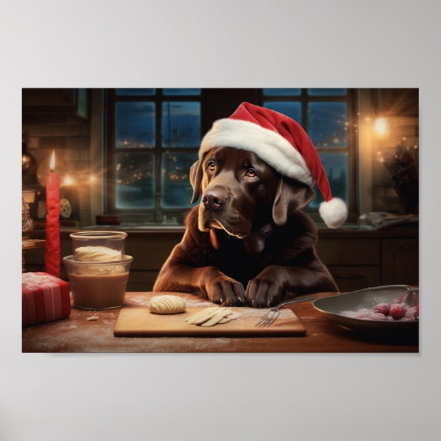 Póster Navidades de Chocolate Lab cookies festividades (Frente)