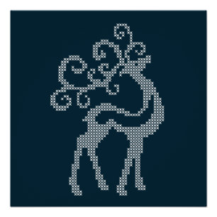 Póster Navidades de ciervo de punto escandinavo