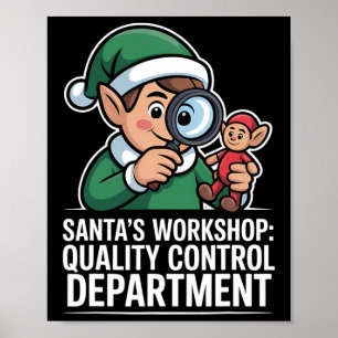 Póster Navidades de control de calidad del taller Santas