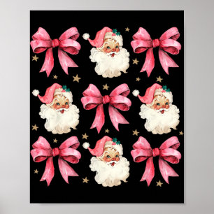 Póster Navidades de Coquette Rosa Bows Cute Santa Claus C
