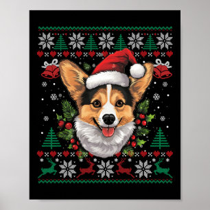 Póster Navidades de Corgi Santa Ugly Sweater Dog Lover Xm