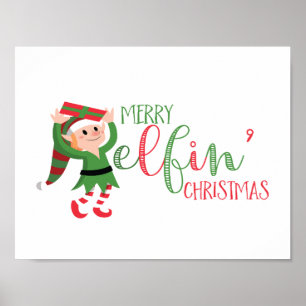 Póster Navidades de Cute Elf Merry Elfin