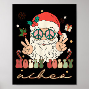 Póster Navidades de Cute Holly Jolly Vibes Hippie Santa W