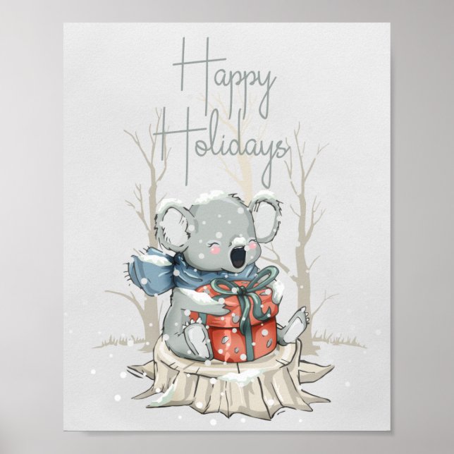 Póster Navidades de Cute Koala Happy Holidays (Frente)