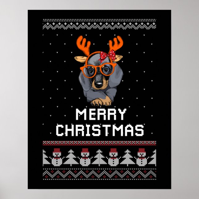 Póster Navidades de Dachshund (Frente)
