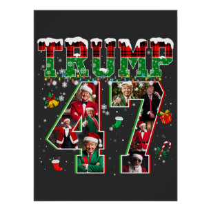 Póster Navidades de Donald Trump 47° presidente 2024 Sant