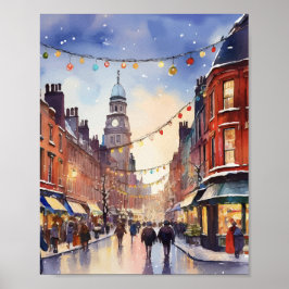 Póster Navidades de Dublin Ireland Watercolor