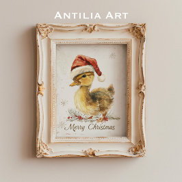 Póster Navidades de duckers saludando pato de tarjeta en 