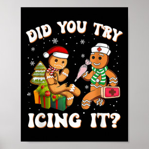 Póster Navidades De Enfermería De La Icu Del Retro Ginger