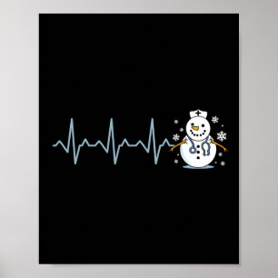 Póster Navidades de enfermería de Snowman, enfermera de l