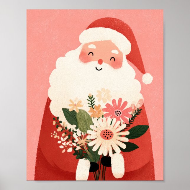 Póster Navidades de enfermería del Ilustracion Cute Santa (Frente)