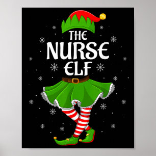 Póster Navidades de Enfermería Elf Chicas familiares Muje