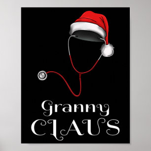 Póster Navidades de enfermería Granny Claus Matching Paja