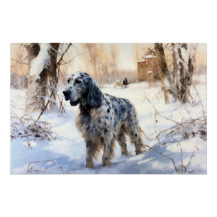 Póster Navidades de English Setter Let It Snow