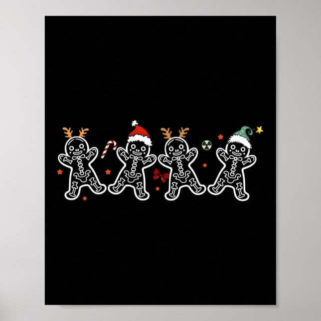 Póster Navidades de esqueleto de Gingerbread Radiology Sh (Frente)
