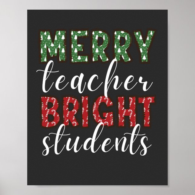 Póster Navidades de estudiantes brillantes de Merry Teach (Frente)