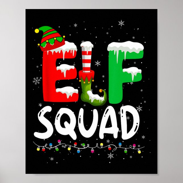 Póster Navidades de familia Elf coincidiendo con pijamas  (Frente)