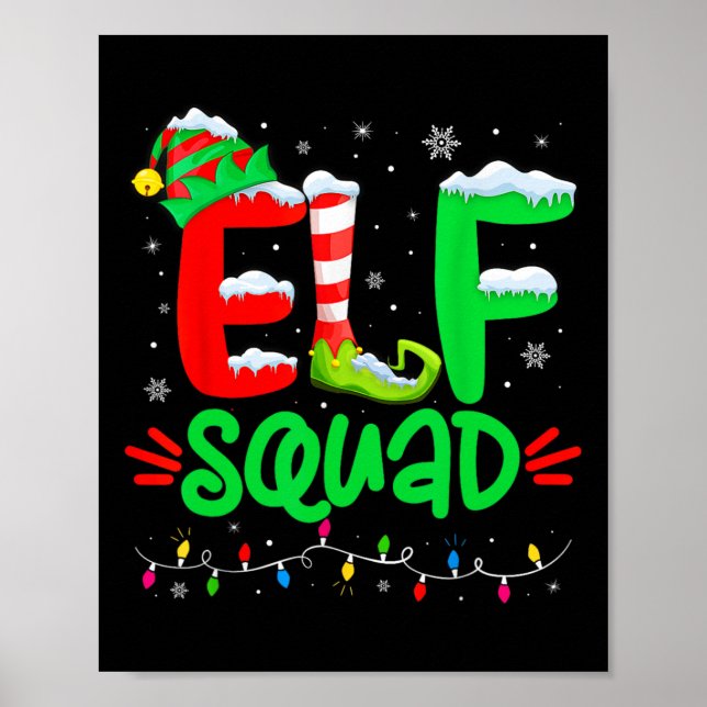 Póster Navidades de familia Elf coincidiendo con pijamas  (Frente)