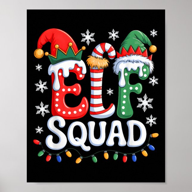 Póster Navidades de familia Groovy Elf Squad Elf coincidi (Frente)