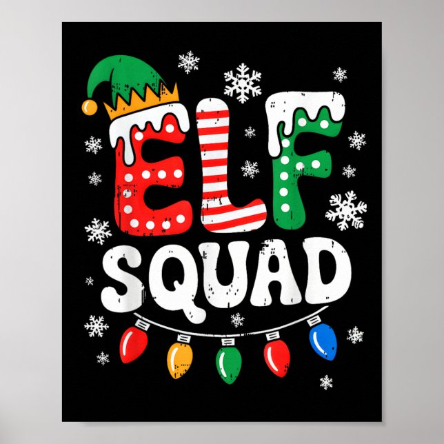 Póster Navidades de familia Groovy Elf Squad Elf coincidi (Frente)