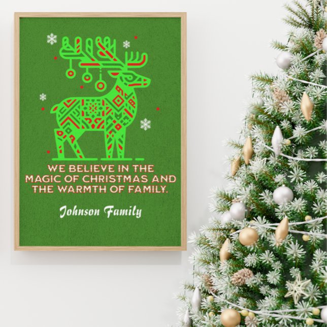Póster Navidades de familia mágica de renos personalizado (Subido por el creador)