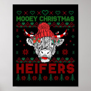 Póster Navidades de familia sudadera fea vaca de tierras 