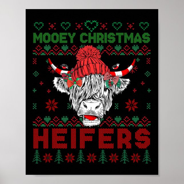 Póster Navidades de familia sudadera fea vaca de tierras  (Frente)