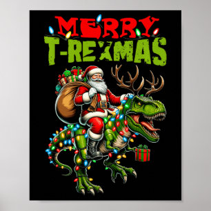 Póster Navidades de Feliz T-Rexmas Navidad T Rex Dinosaur