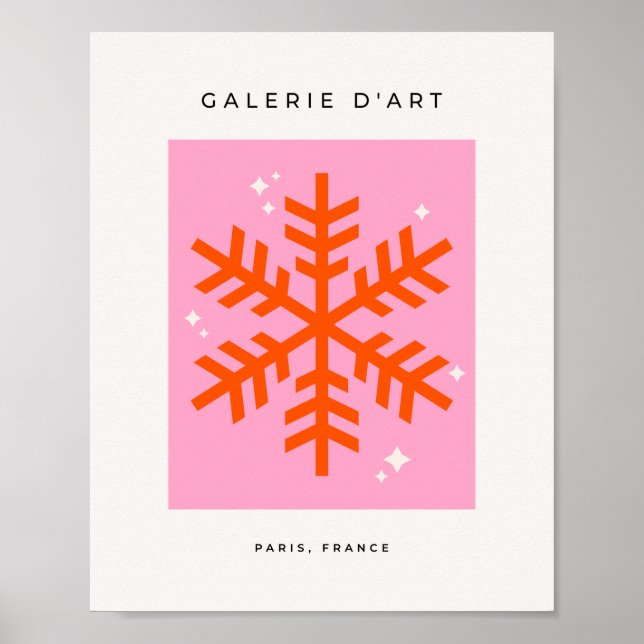 Póster Navidades De Festividades De Snowflake, Rosa Y Nar (Frente)