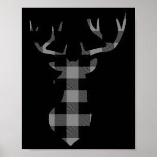 Póster Navidades De Flannel De Gris Y Búfalo Negro