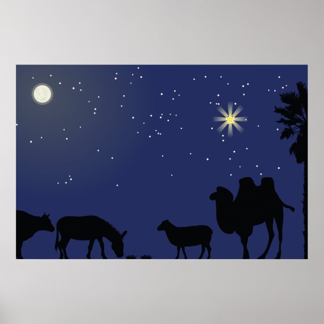Póster Navidades de fondo de la escena de la natividad (Frente)