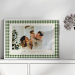 Póster Navidades de fotografía del Personalizado Cute Gre<br><div class="desc">Poster de fotografía de Personalizado Cute Green Gingham Plaid</div>