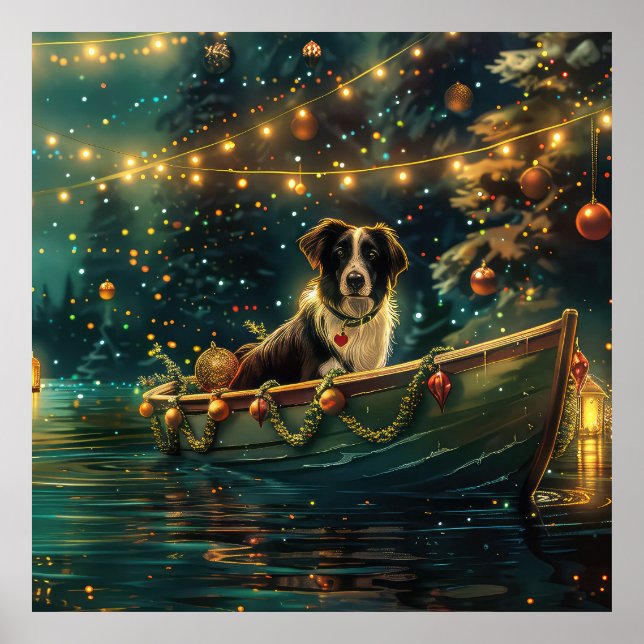 Póster Navidades de Frontera Collie Voyage festivo (Frente)
