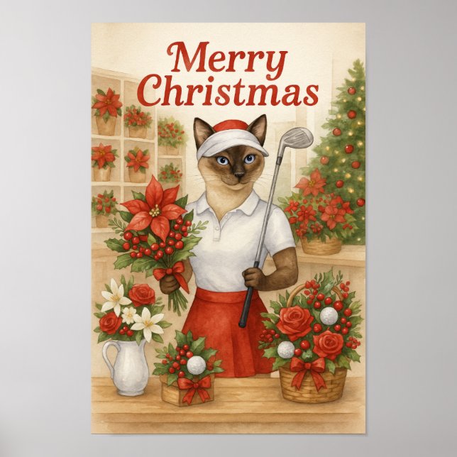 Póster Navidades de Gato Golfer temática para amante de l (Frente)