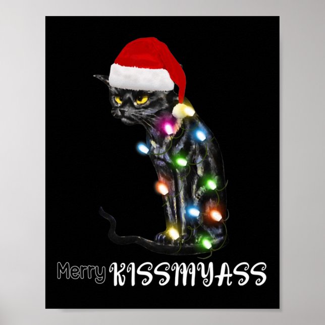 Póster Navidades de gatos divertidos de Beso de merry ilu (Frente)