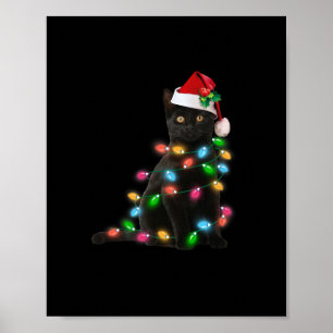Póster navidades de gatos negros chritos graciosos de ama