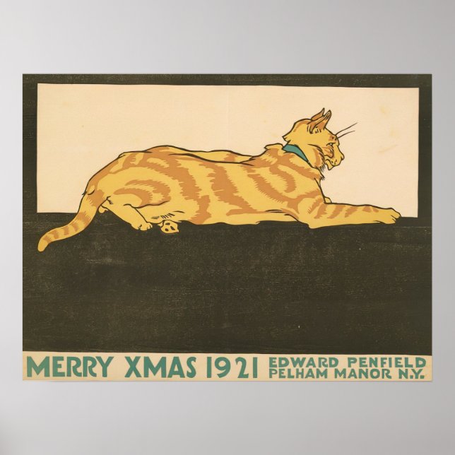 Póster Navidades de gatos y merry, 1921 (Frente)