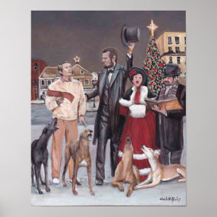Póster Navidades de Gettysburg II Imagen de perro en Grey
