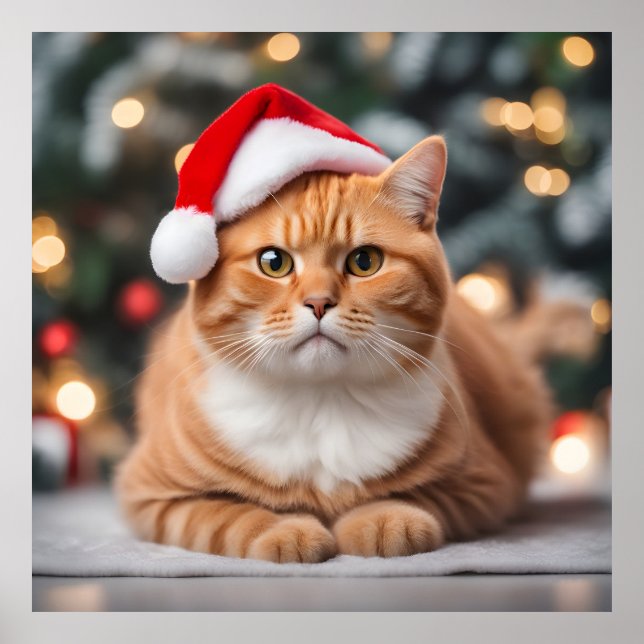 Póster Navidades de Ginger British Shorthair (Frente)
