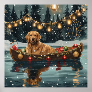 Póster Navidades de Golden Retriever