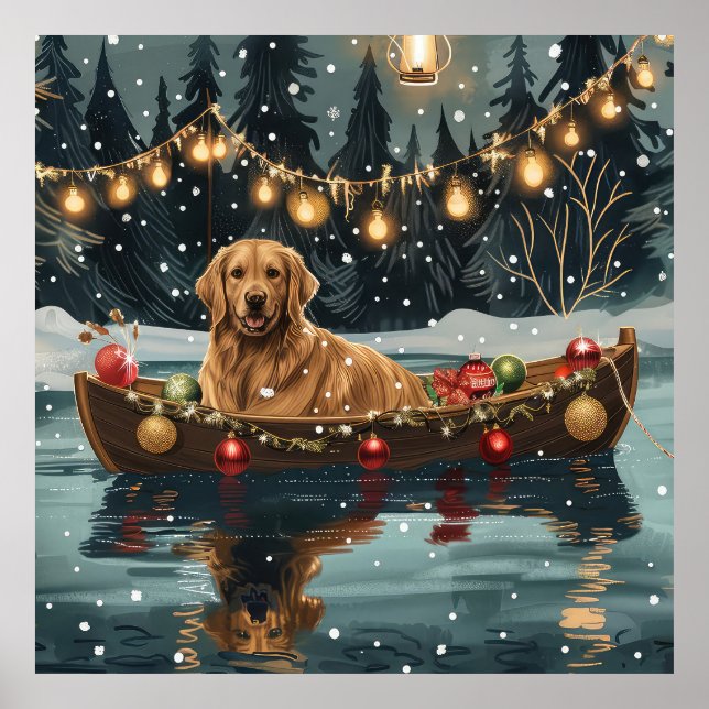 Póster Navidades de Golden Retriever (Frente)