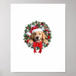 Póster Navidades de Golden Retriever con Navidad de decor