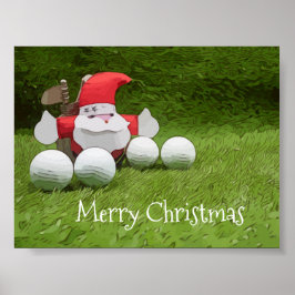 Póster Navidades de golf con Santa Claus y pelotas de gol