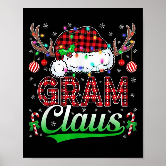 Póster Navidades de Gram Claus alumbran Navidad familiar  (Frente)