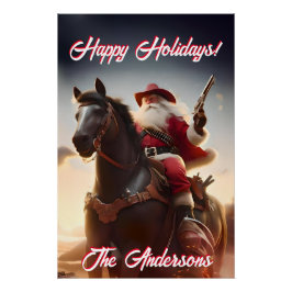 Póster Navidades de Gun Toting Santa Claus