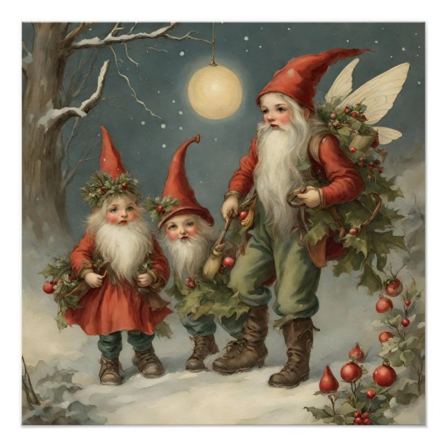 Póster Navidades de hadas ganan familia en bosque de invi (Anverso)