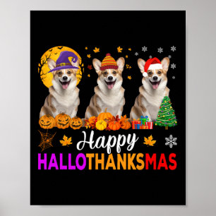 Póster Navidades de Halloween de Corgi Dog Hallothanksmas